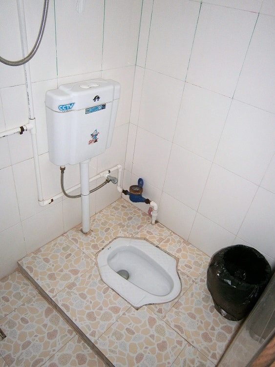 Chinese toilet with bin